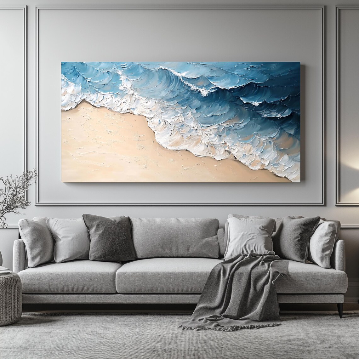 Ocean Waves, Serene Beach Artwork For Couch - Image 4