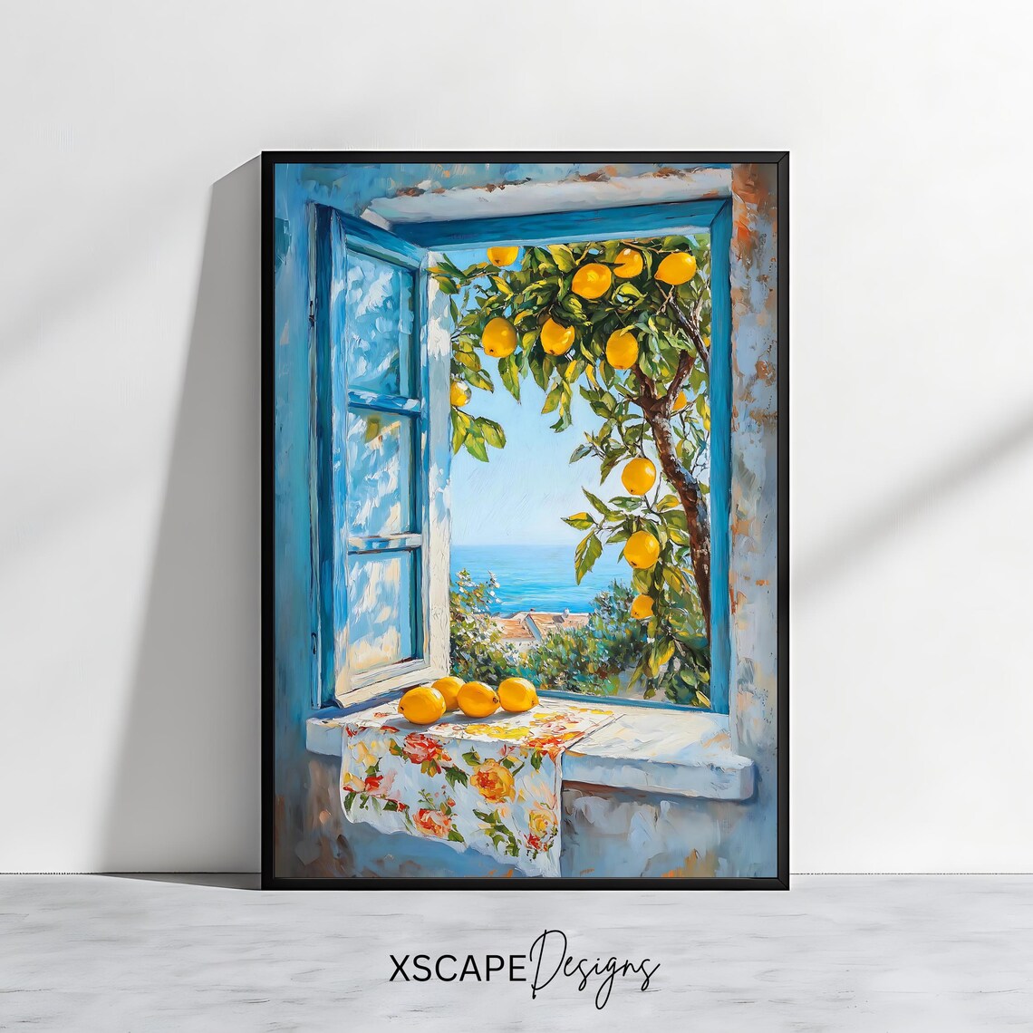 Lemon Tree Mediterranean Coastal Wall Art Print