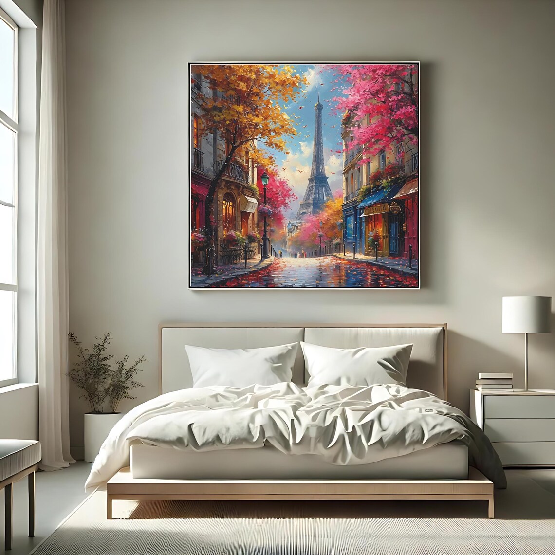 Paris Eiffel Tower Autumn City Street Colorful Travel Art Poster - Image 2