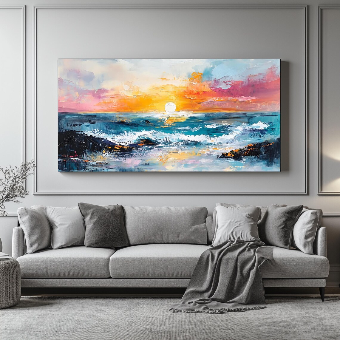 Ocean Sunset Panoramic Seascape Art Print - Image 4