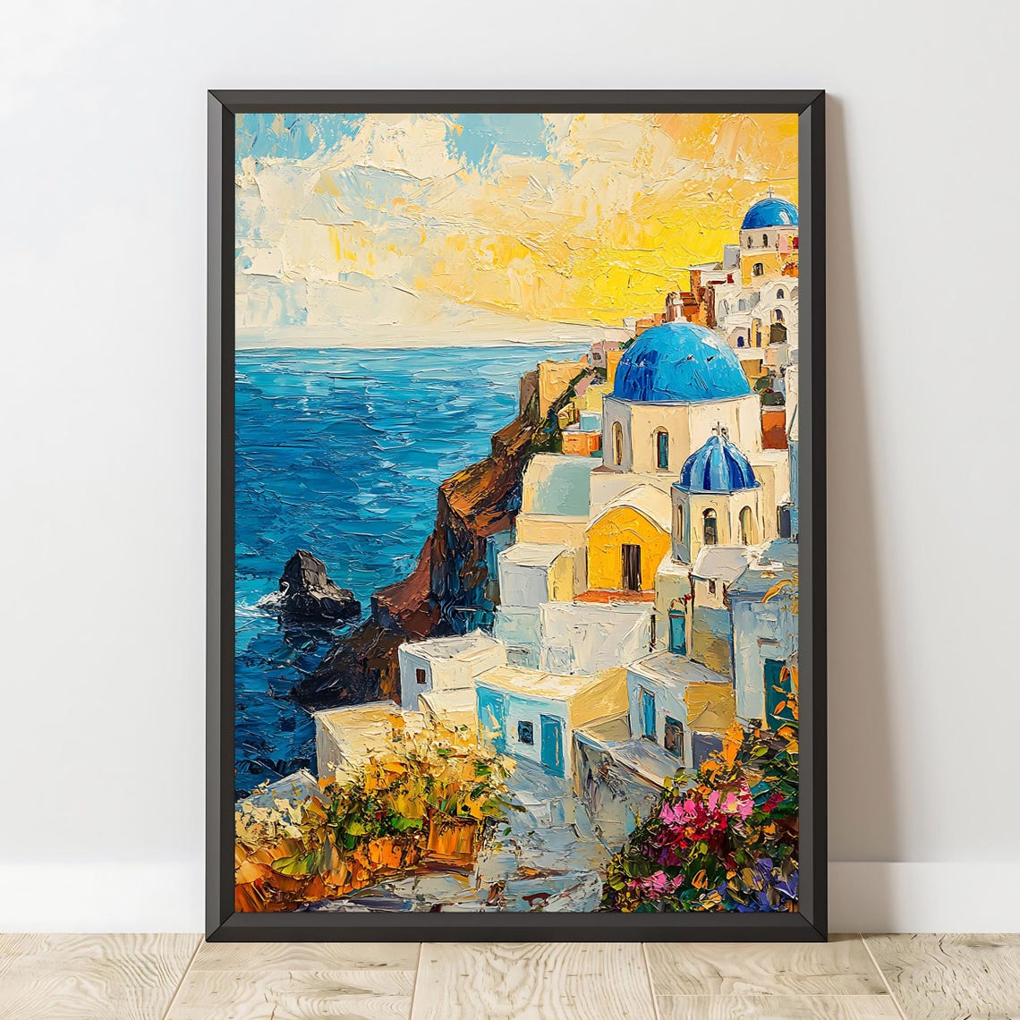 Santorini Oia Blue Domes Sunset Caldera Sea Cliffside Travel Poster - Image 2