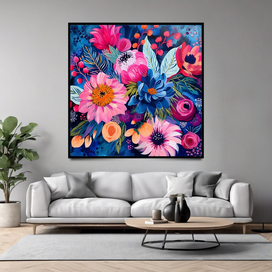 Colorful Floral Botanical Poster, Square Art Print - Image 4
