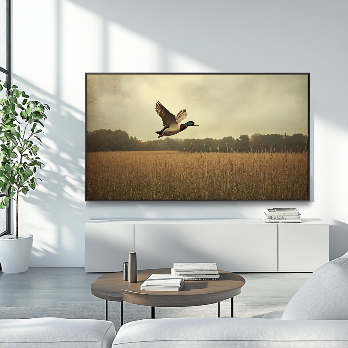 Flying Mallard Duck Rustic Nature Backdrop - Image 4