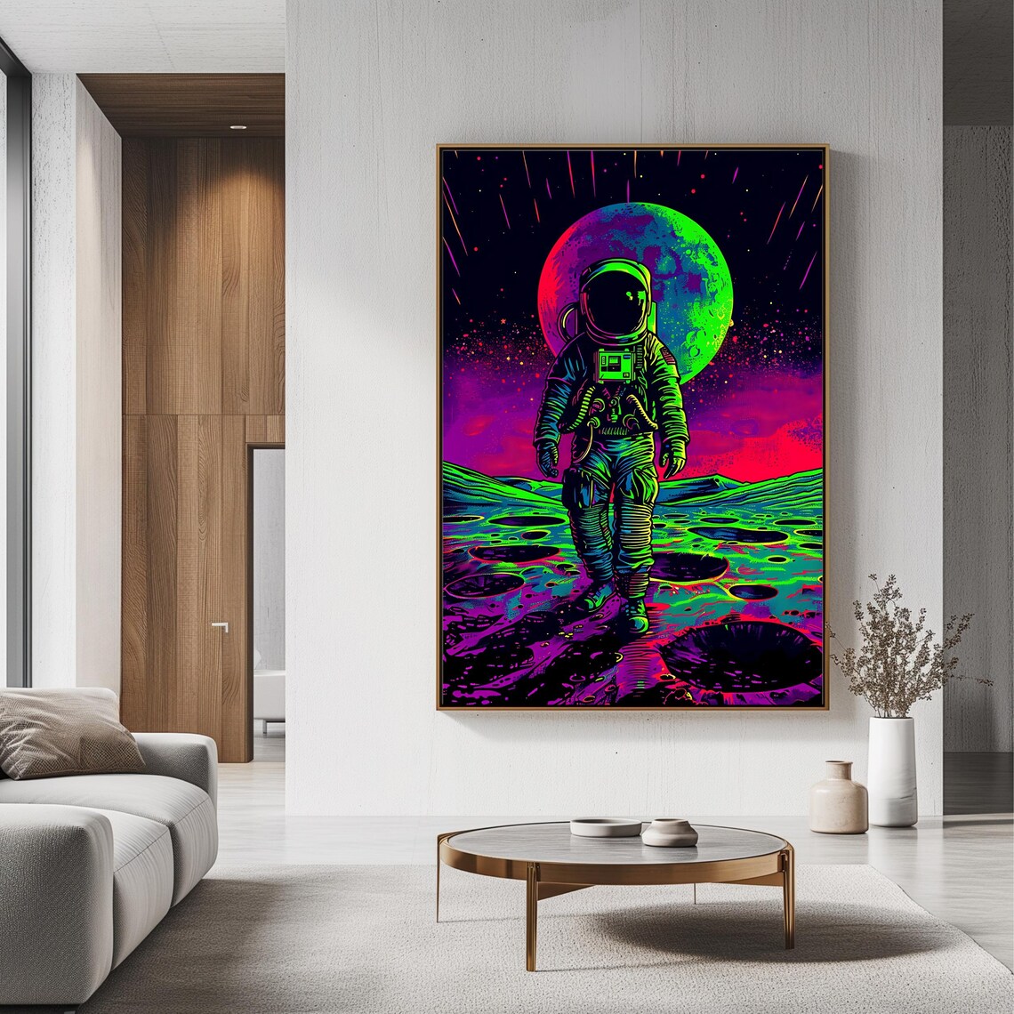 Neon Astronaut Psychedelic Retro Sci-Fi Art Print - Image 3