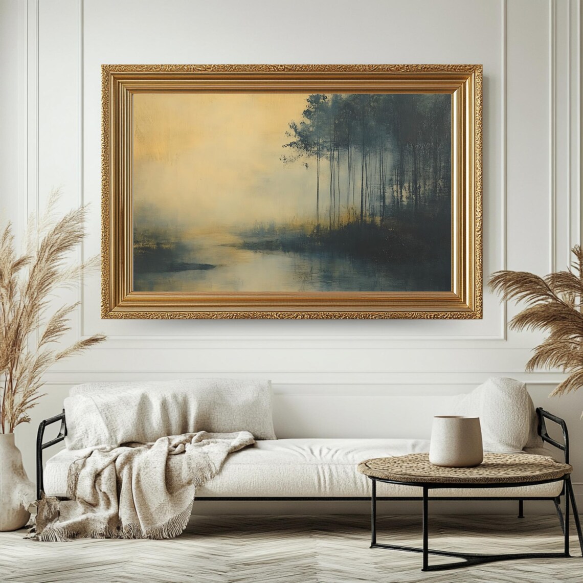 Misty Pine Forest Foggy Lake Golden Moody Nature Landscape Poster - Image 4