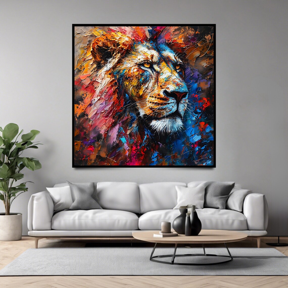 Lion Wildlife Art Print, Bold Animal Decor - Image 4