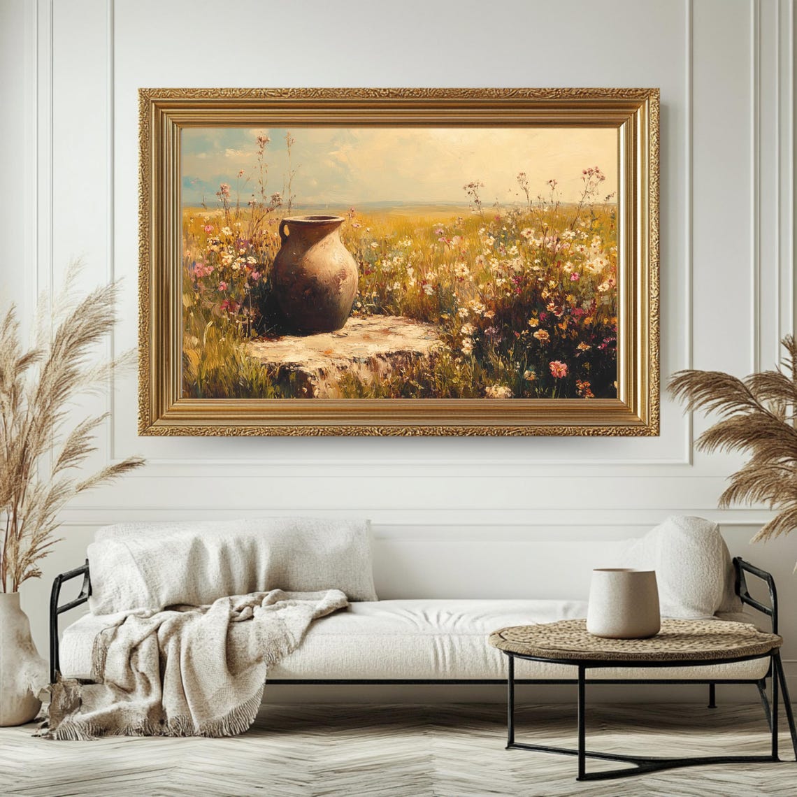 Rustic Clay Pot Wildflower Meadow Pastoral Farmhouse Still Life Poster - Image 4