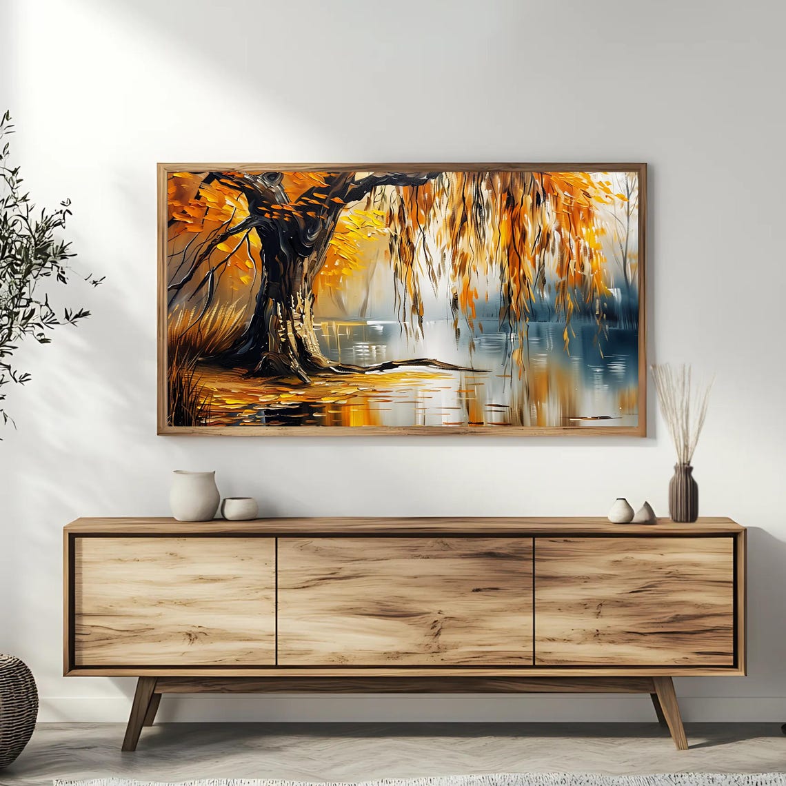 Autumn Willow Tree Art, Fall Forest - Image 3