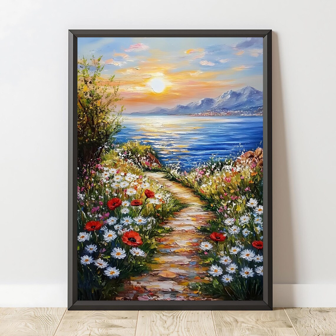 Coastal Sunset Path Scenic Landscape Art Print - Image 3