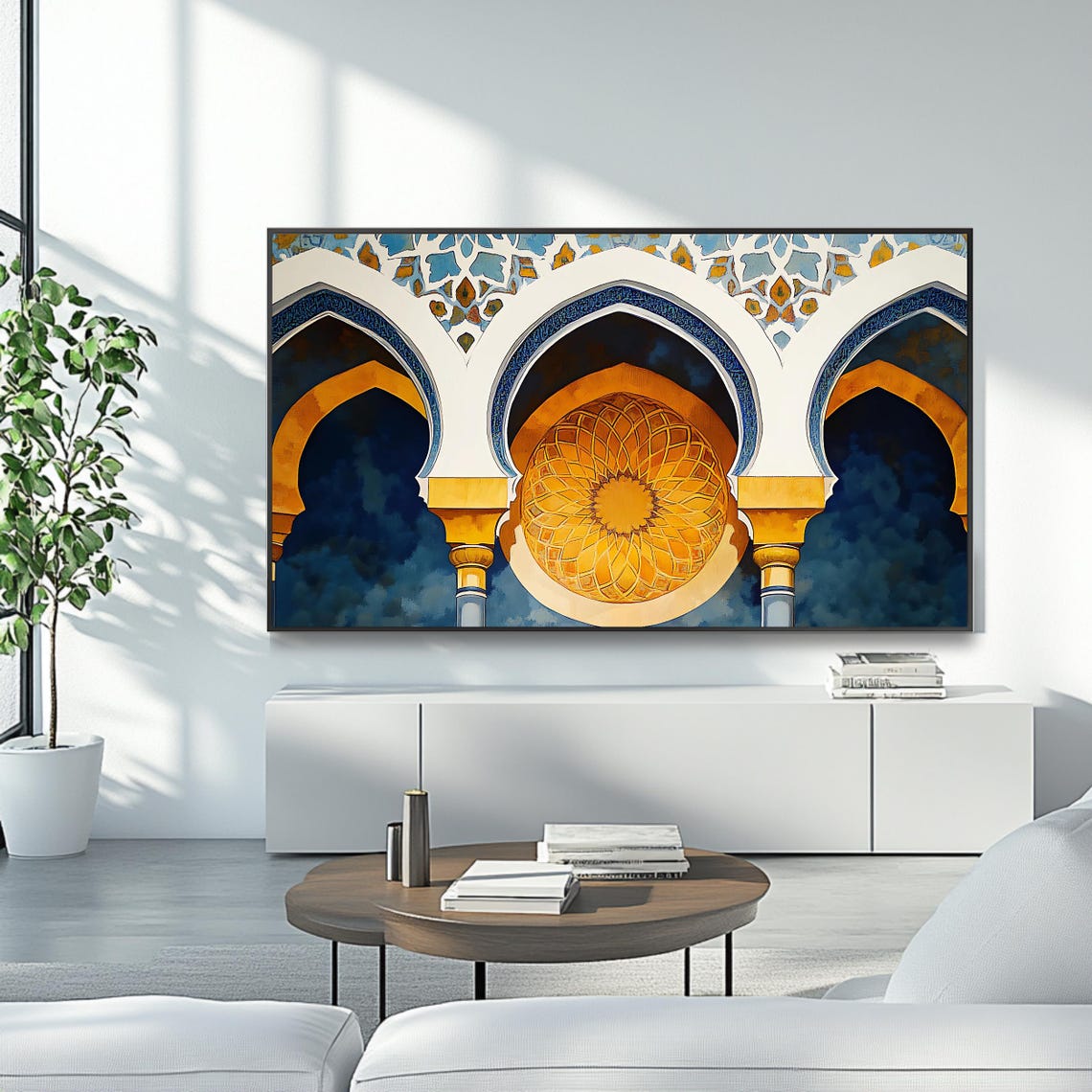Islamic Arches With Golden Geometric Rose Window Mosque Art Poster - Image 4