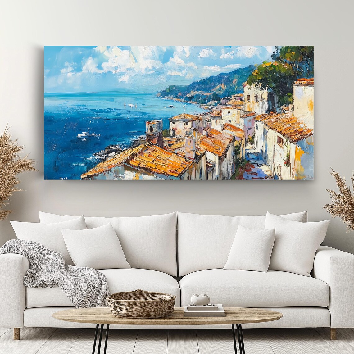 Mediterranean Coastal Landscape, Panoramic Wall Art - Image 2