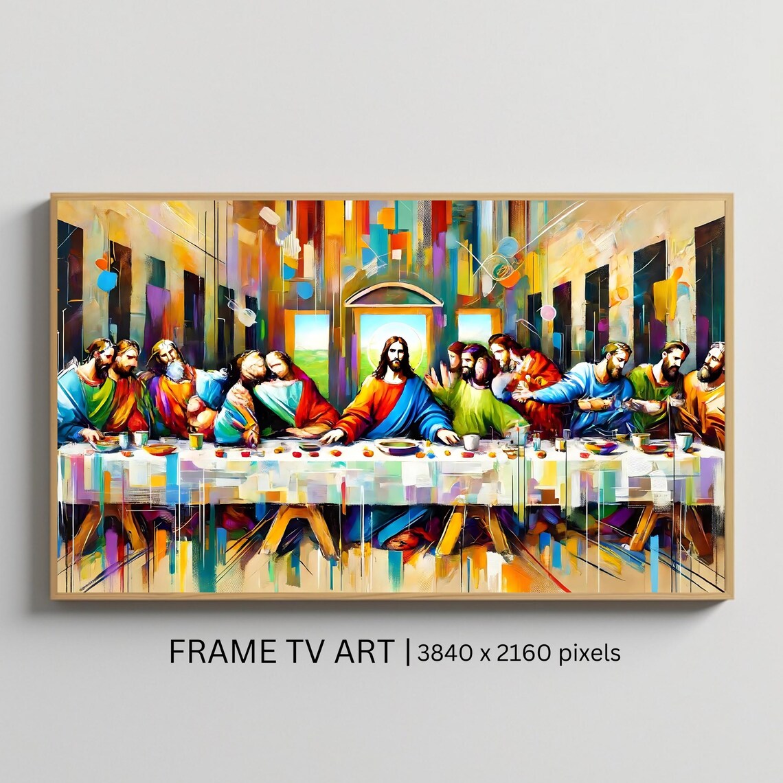 The Last Supper Modern Colorful Abstract Painting Christian Art Poster