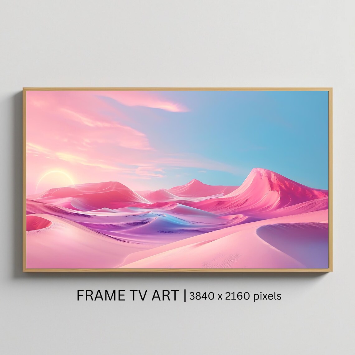 Dreamy Pink Desert Dunes Pastel Sunset Landscape TV Art Poster