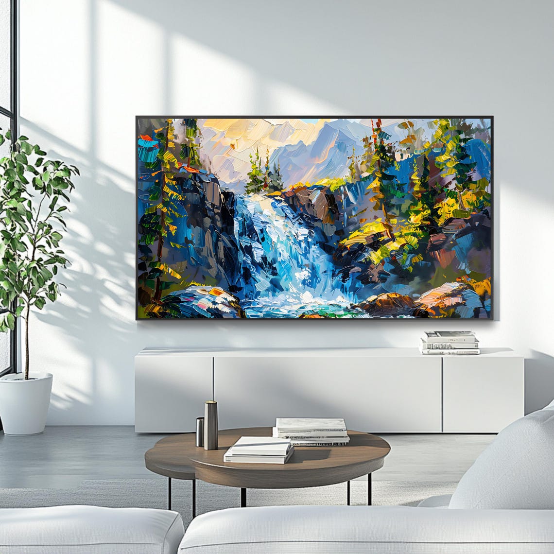 Mountain Waterfall Art For Frame Tv Vibrant Nature Landscape Roku Tv Backdrop - Image 4