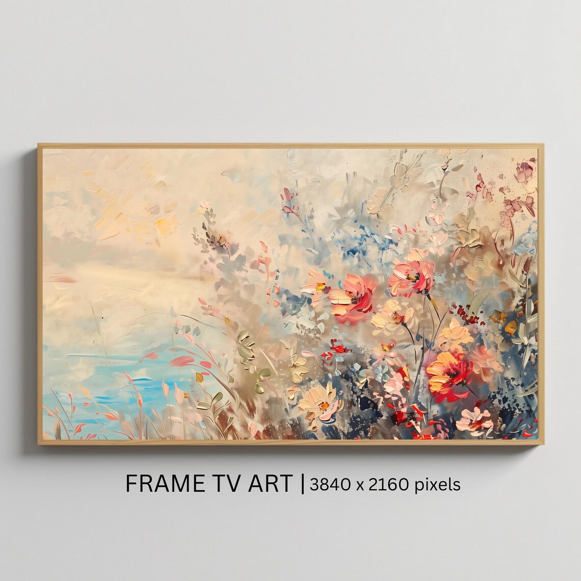 Pastel Meadow Wildflower Abstract Floral Impasto Oil Painting Print