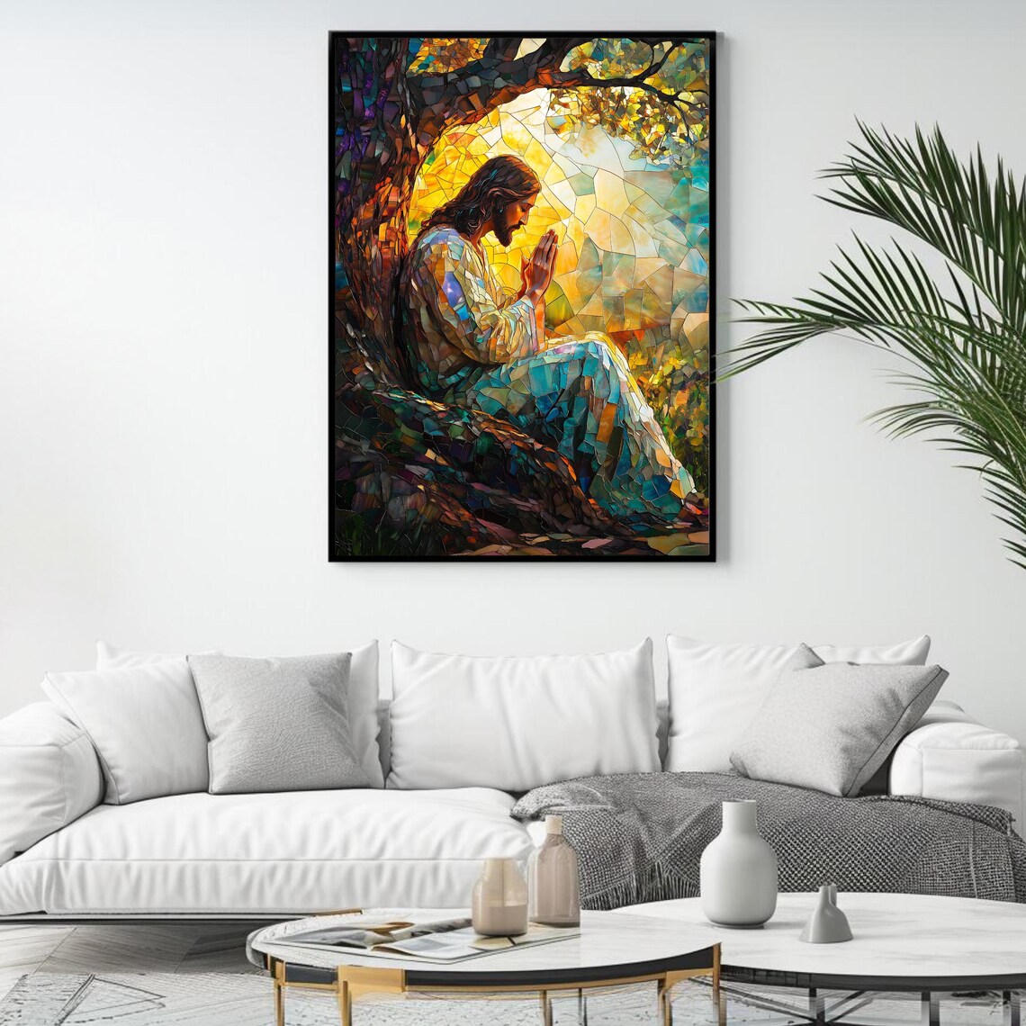 Jesus Stained Glass Art Print, Christian Decor - Image 4