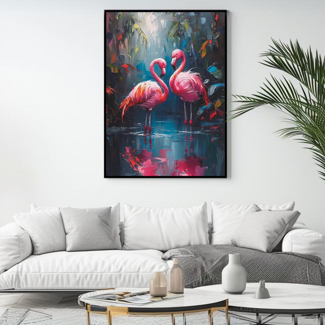 Flamingo Art Print, Tropical Jungle Wildlife Poster - Image 4
