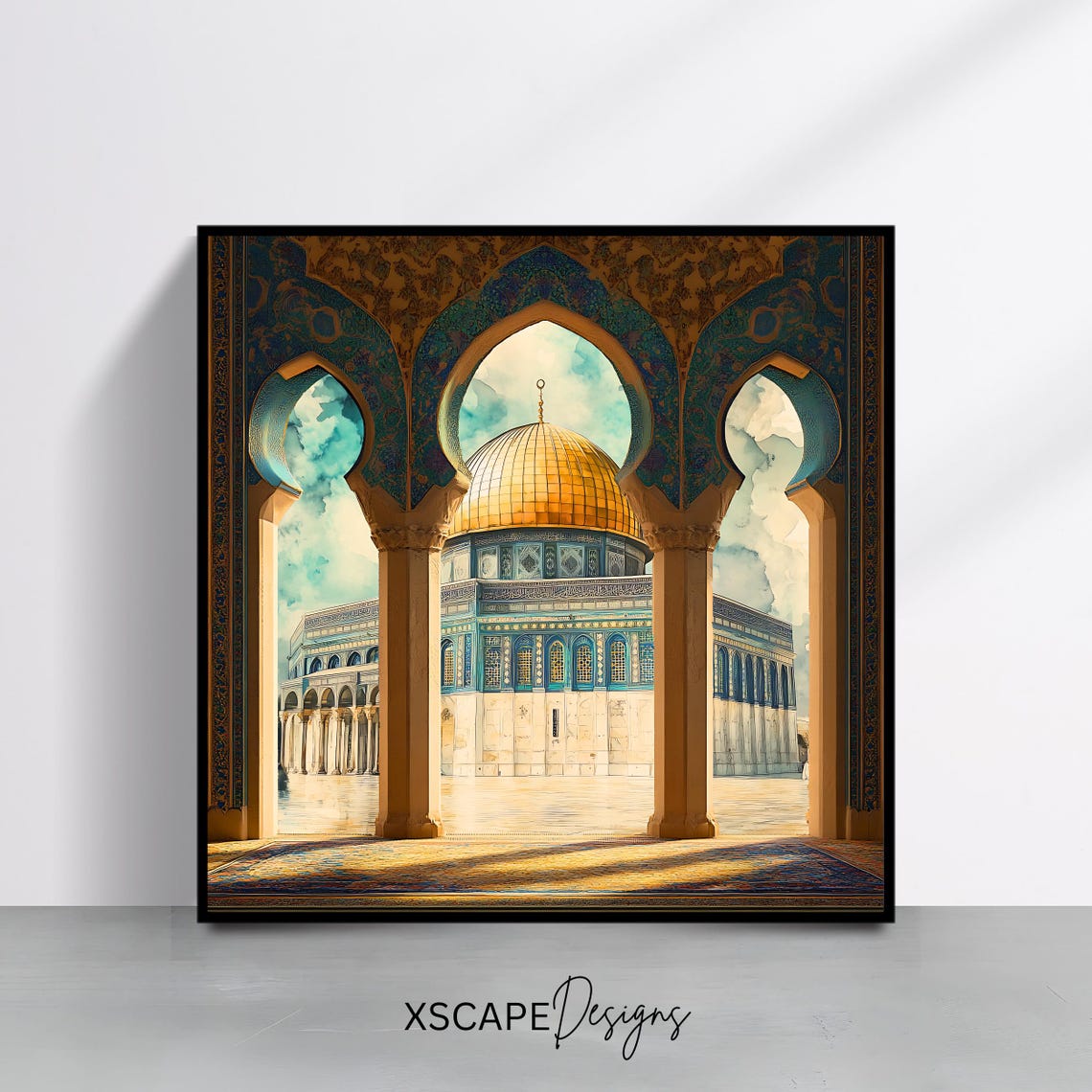 Masjid Al Aqsa Golden Dome Framed By Islamic Arches Jerusalem Poster