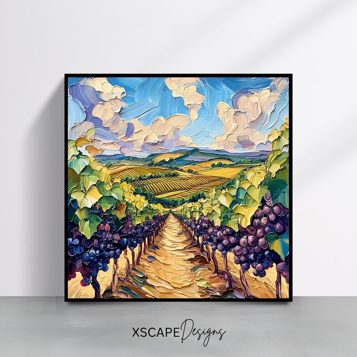 Vineyard Landscape, Scenic Countryside Art Print