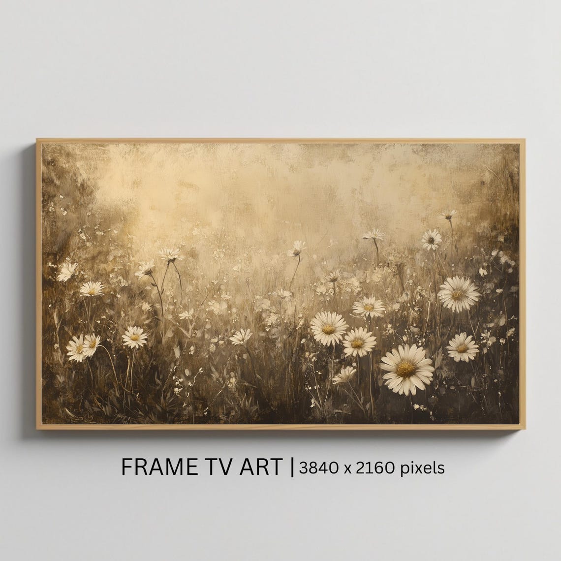 Rustic Daisy Field Sepia Toned Meadow Wildflower Frame TV Poster