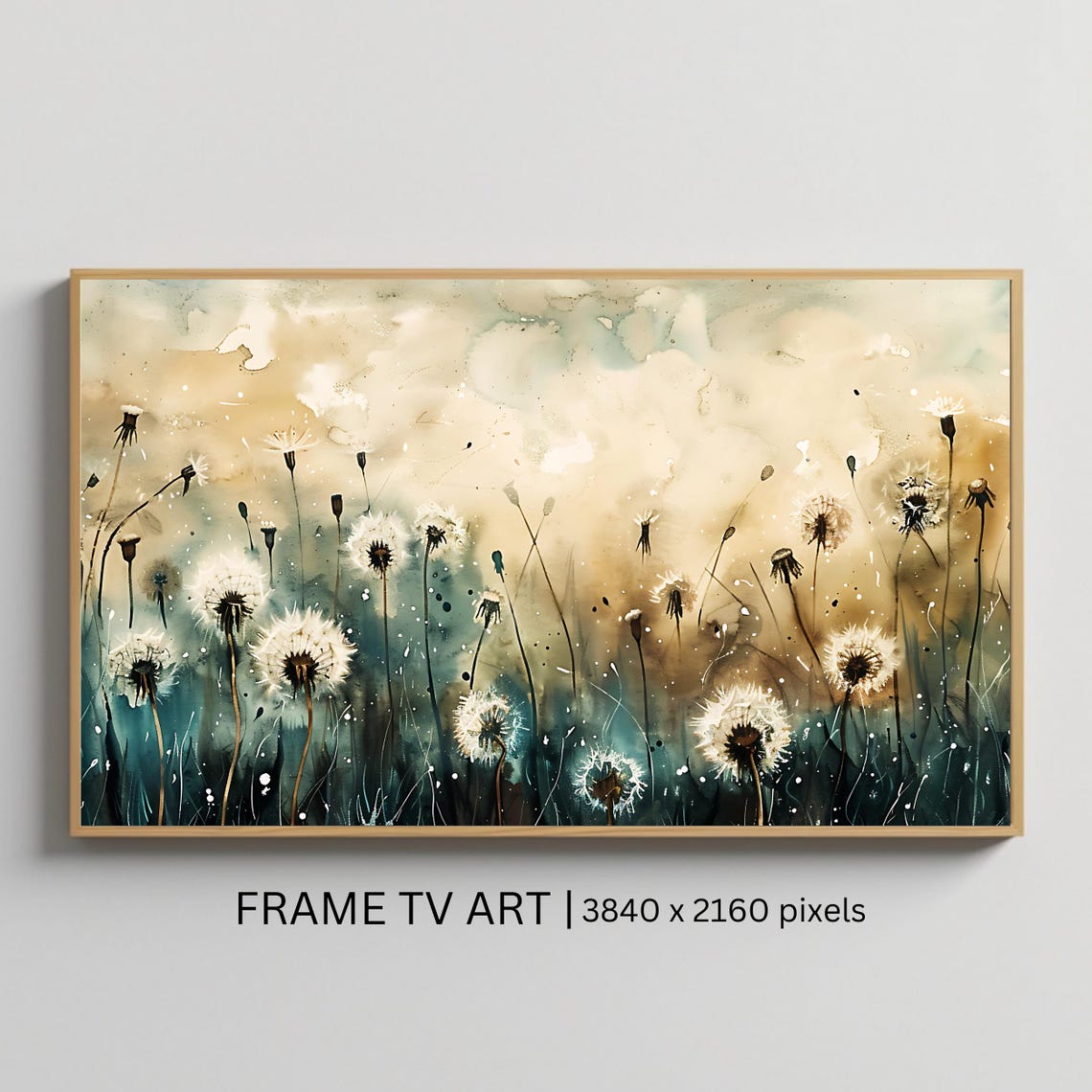 Dreamy Dandelion Meadow Watercolor Wildflower Art Wall Poster