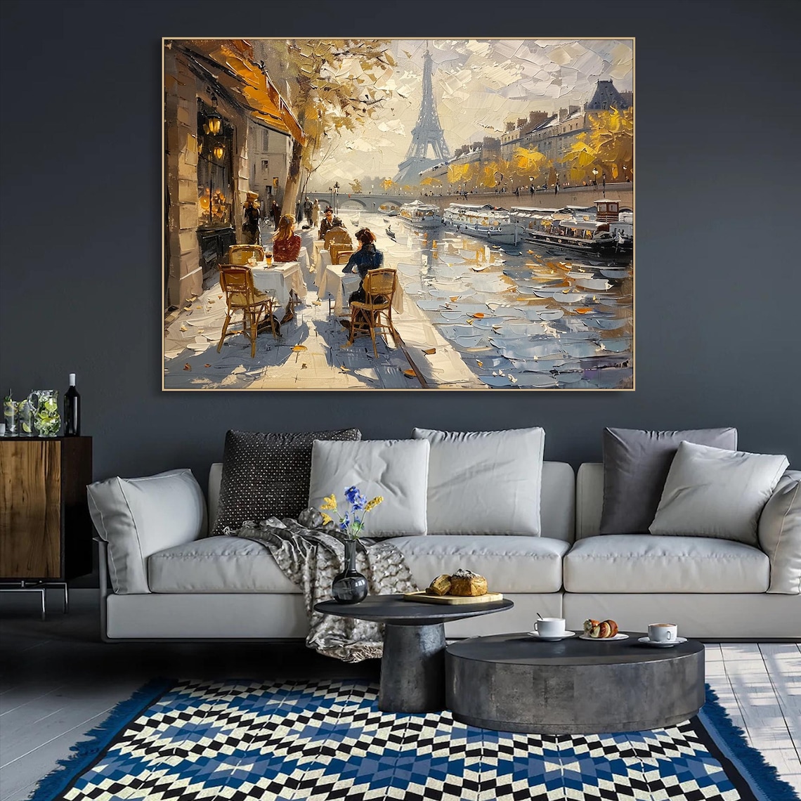 Paris Cafe Street, Modern Abstract Travel Poster - Image 2