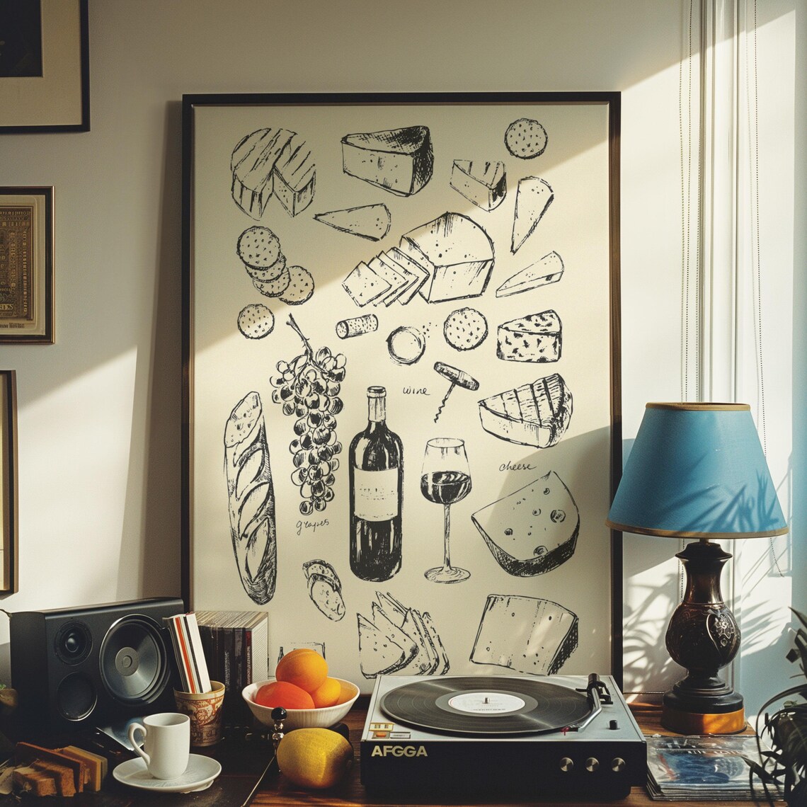 Wine And Cheese Kitchen Art Print, French Kitchen Decor - Image 2
