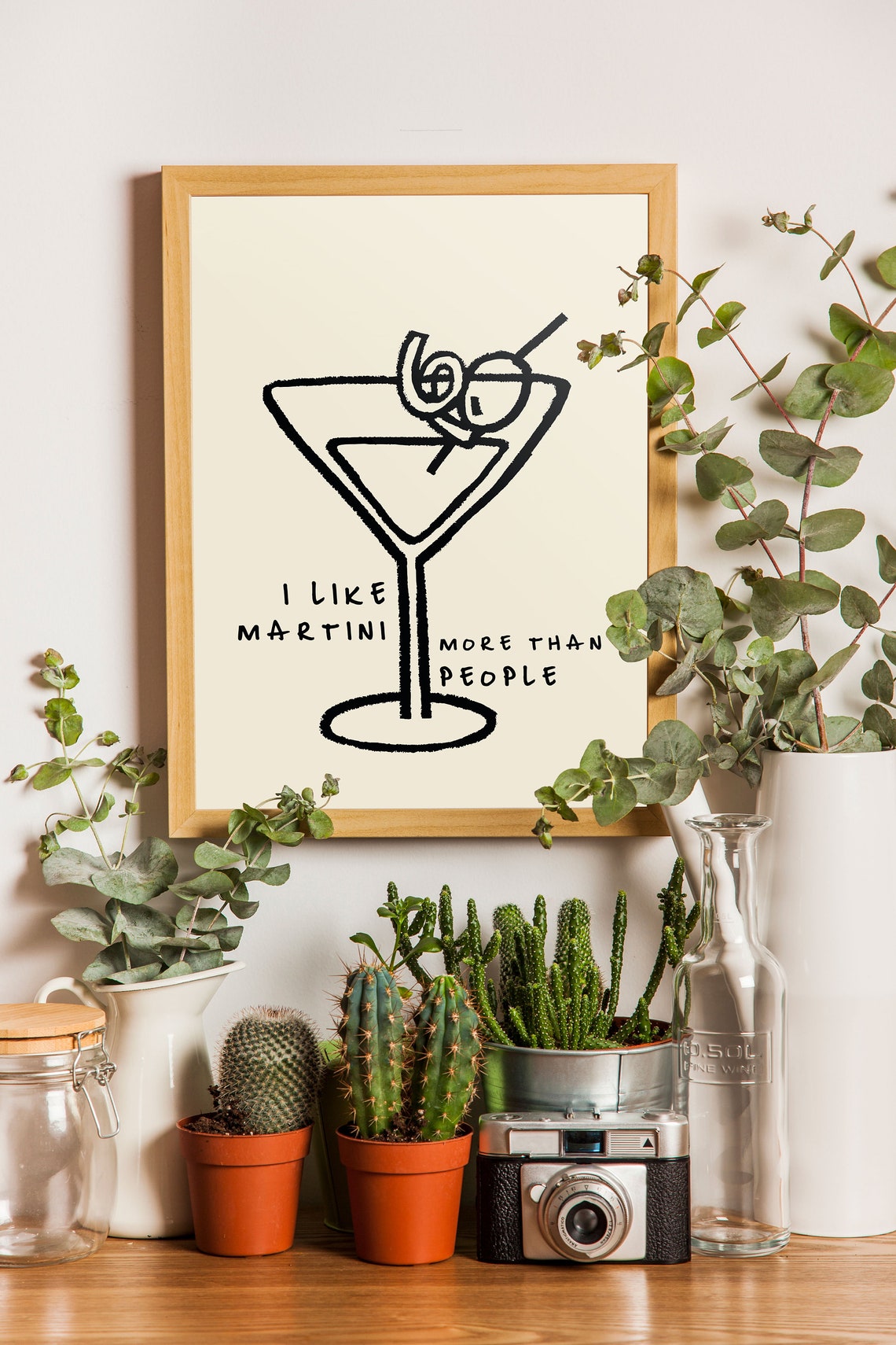 I Like Martini More Than People Minimalist Black Line Bar Decor Poster - Image 5