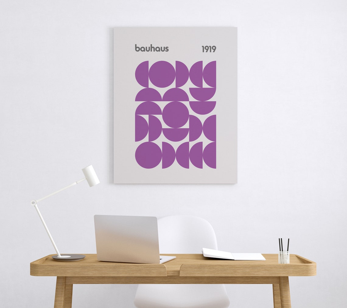 Bauhaus Deep Purple Circle Grid 1919 Minimalist Geometric Print - Image 3