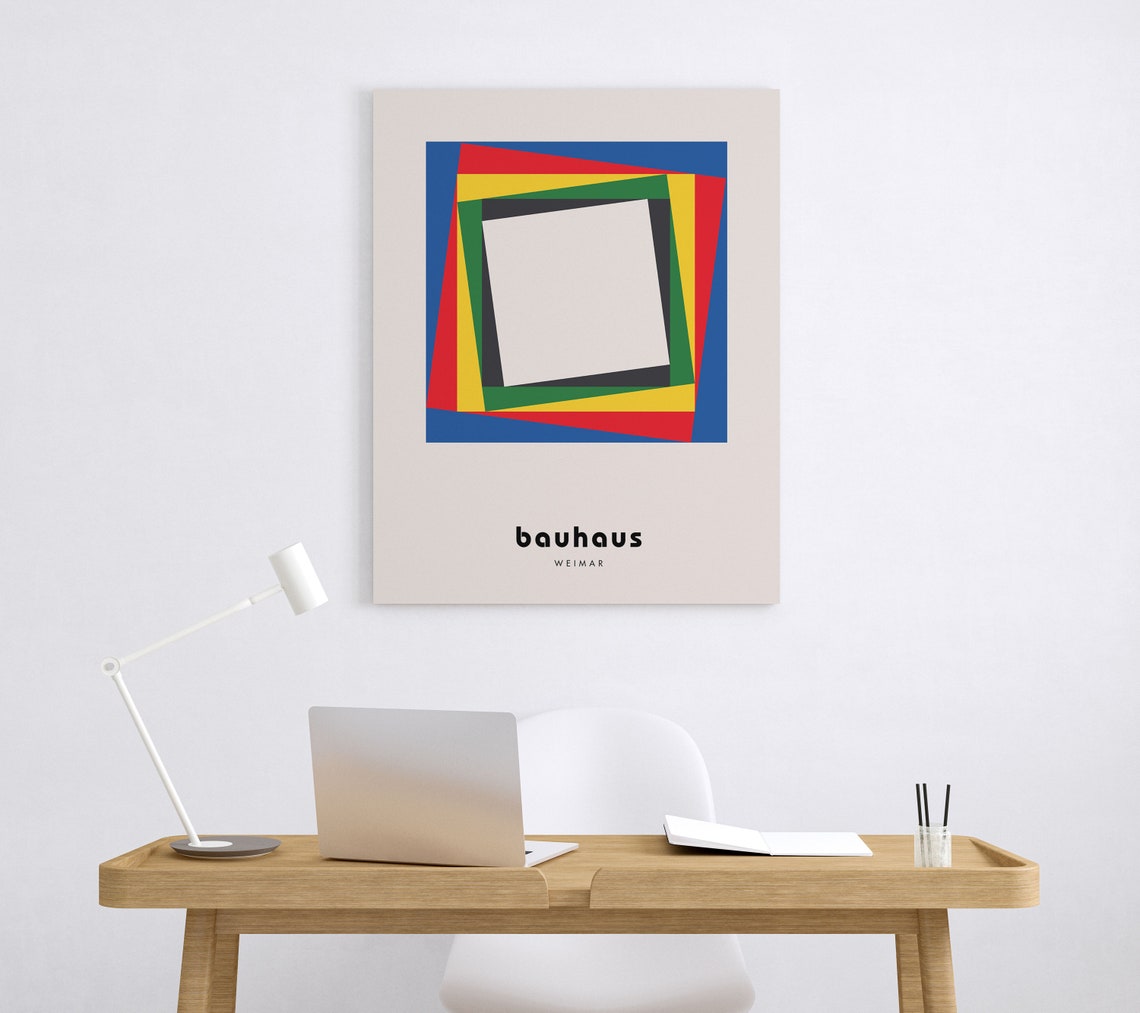 Primary Color Blocked Square Bauhaus Weimar Mid Century Poster - Image 5