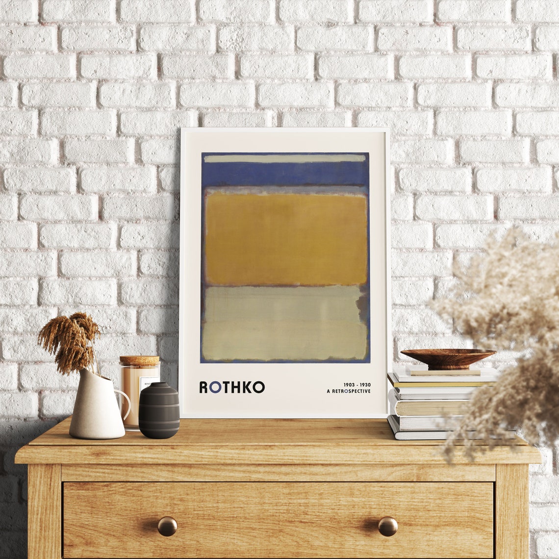 Mark Rothko Navy Mustard Gold Color Block Retrospective Art Poster - Image 3