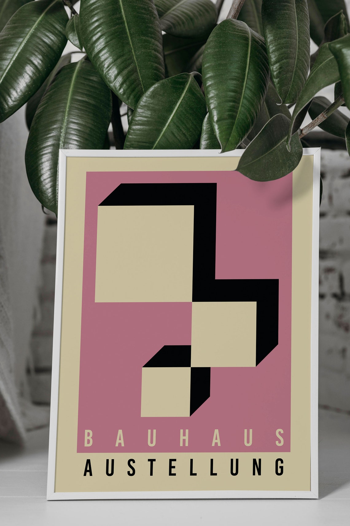 Bauhaus Ausstellung Poster Pink Black 3D Geometric Blocks Modern Art - Image 2