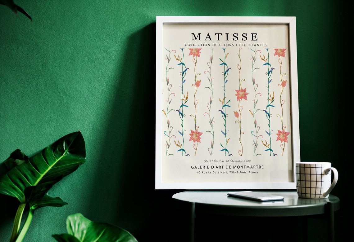 Matisse Pink Flower Vine Stripes Delicate Floral Gallery Art Print - Image 3
