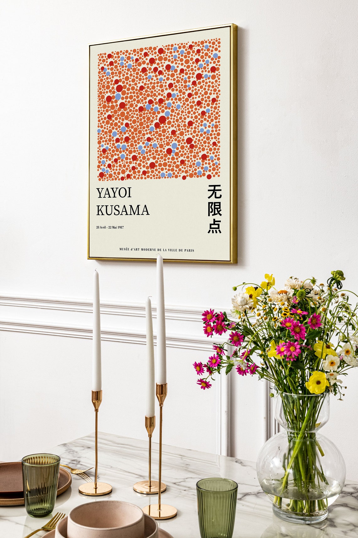 Yayoi Kusama Orange Polka Dot 1987 Paris Exhibition Art Poster - Image 3