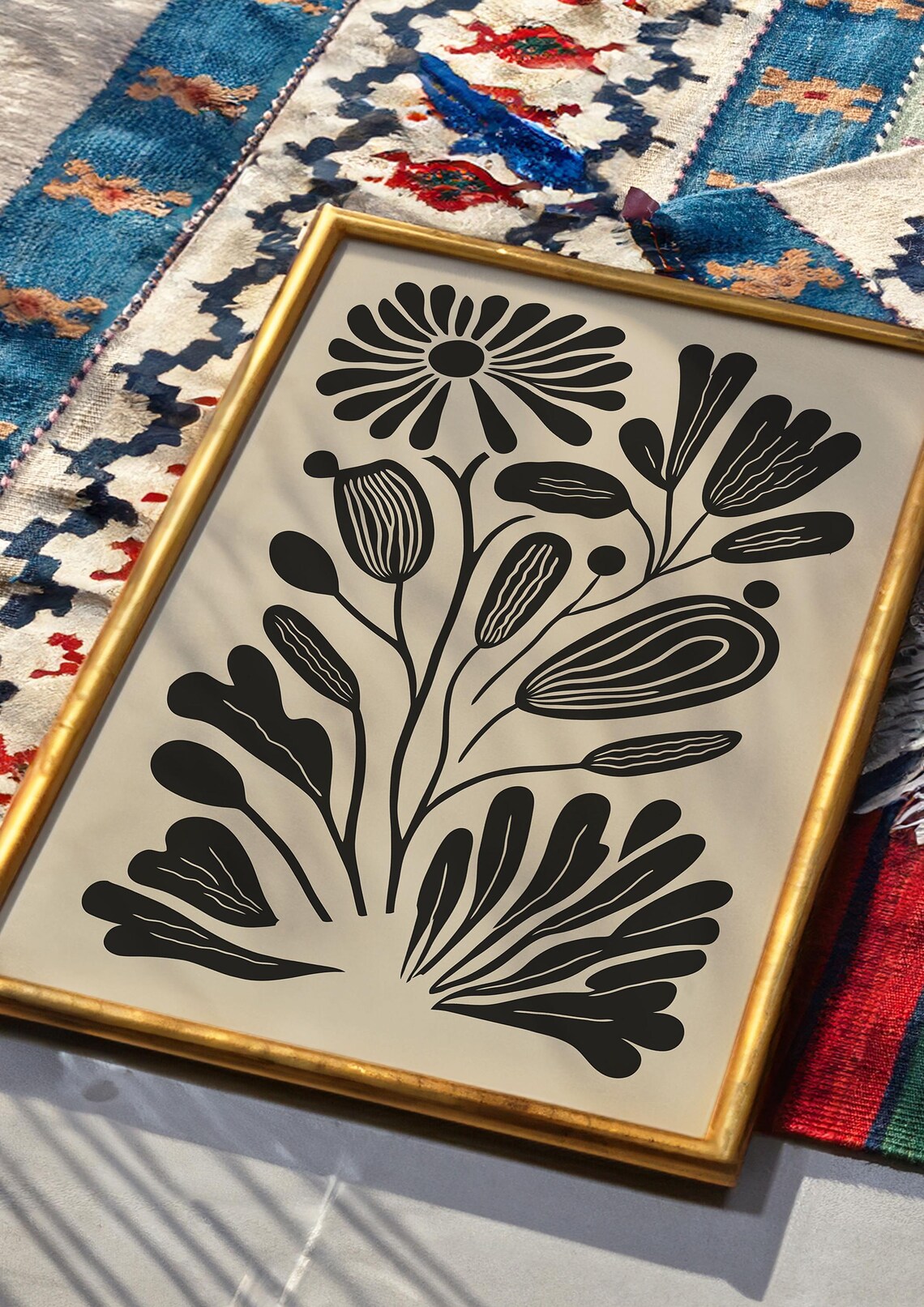 Black Floral Bouquet Abstract Botanical Poster in Matisse Cut-Out Style - Image 5