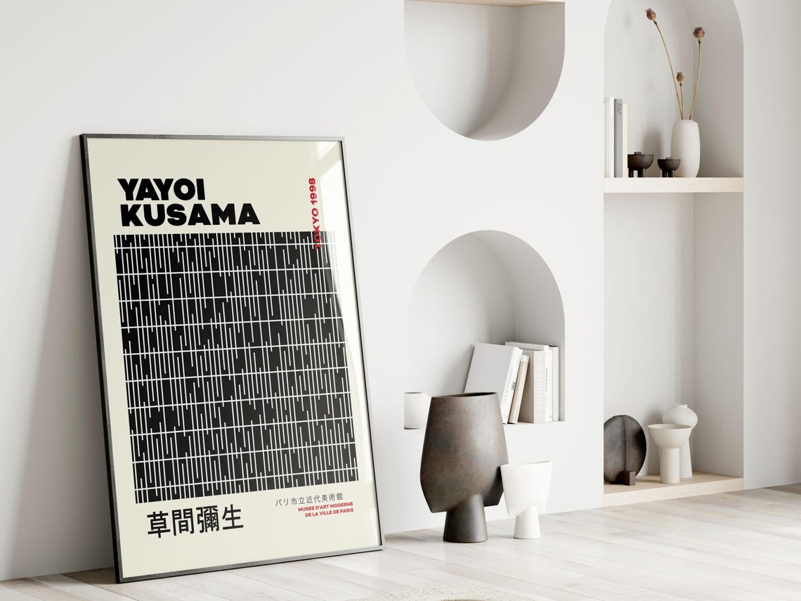 Yayoi Kusama Tokyo 1998 Black Dash Line Pattern Exhibition Poster - Image 4