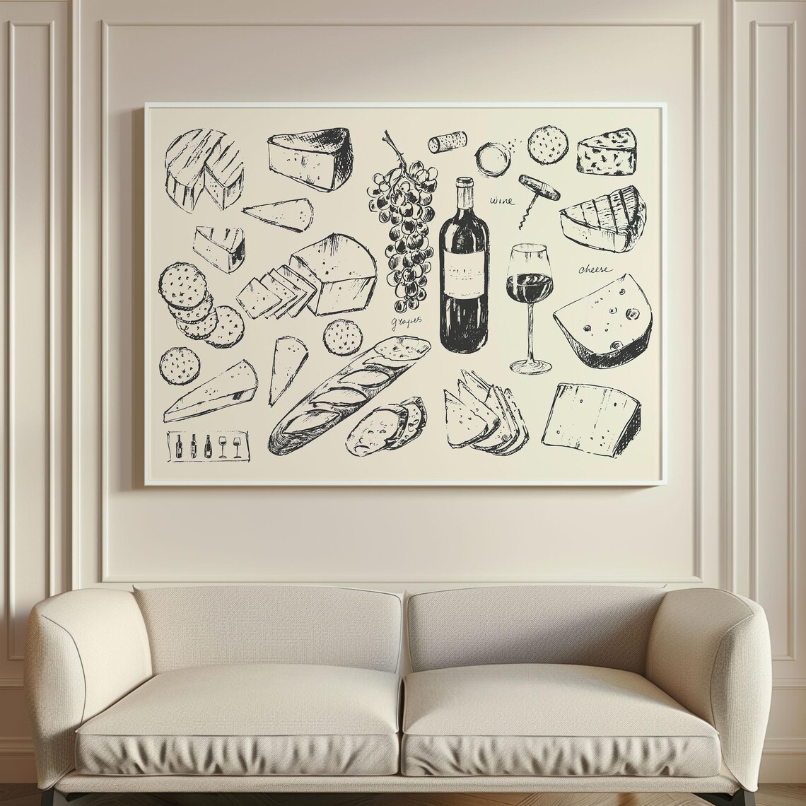 Wine And Cheese Kitchen Art Print, French Dining Decor - Image 2