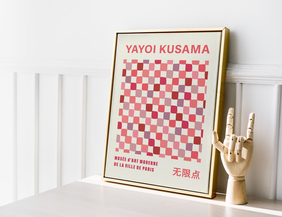 Yayoi Kusama Style Red Pink Checkerboard Playful Pattern Poster - Image 4