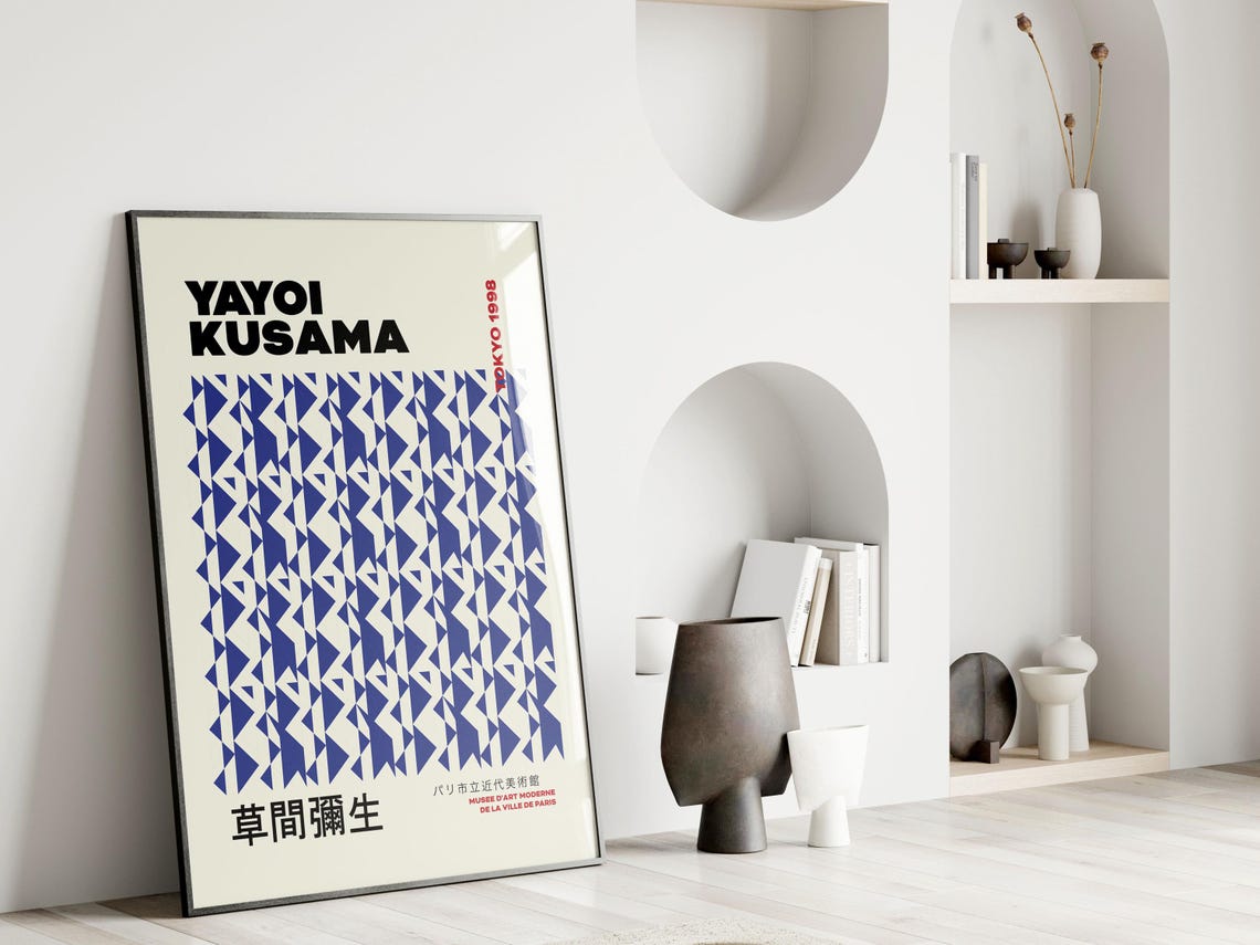 Yayoi Kusama Tokyo 1998 Deep Blue Triangle Pattern Exhibition Poster - Image 2