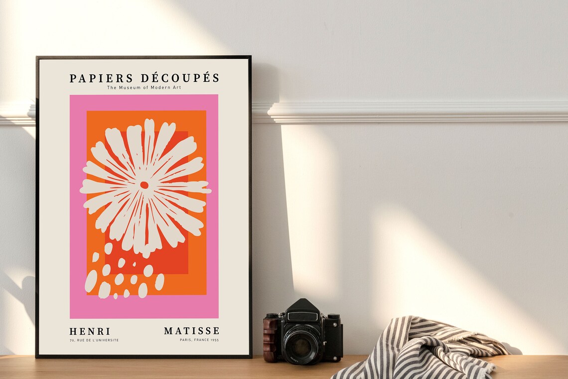 Matisse Papiers Decoupes Poster Pink Orange White Flower Cutout Art - Image 3