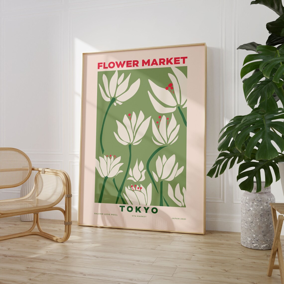 Green Flower Market Tokyo Poster, Matisse-Inspired