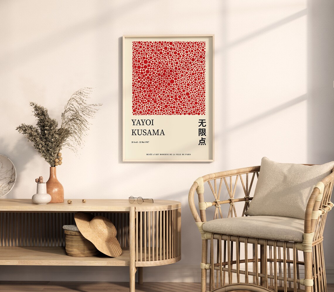 Red Dots Yayoi Kusama Paris 1987 Exhibition Abstract Art Poster - Image 3