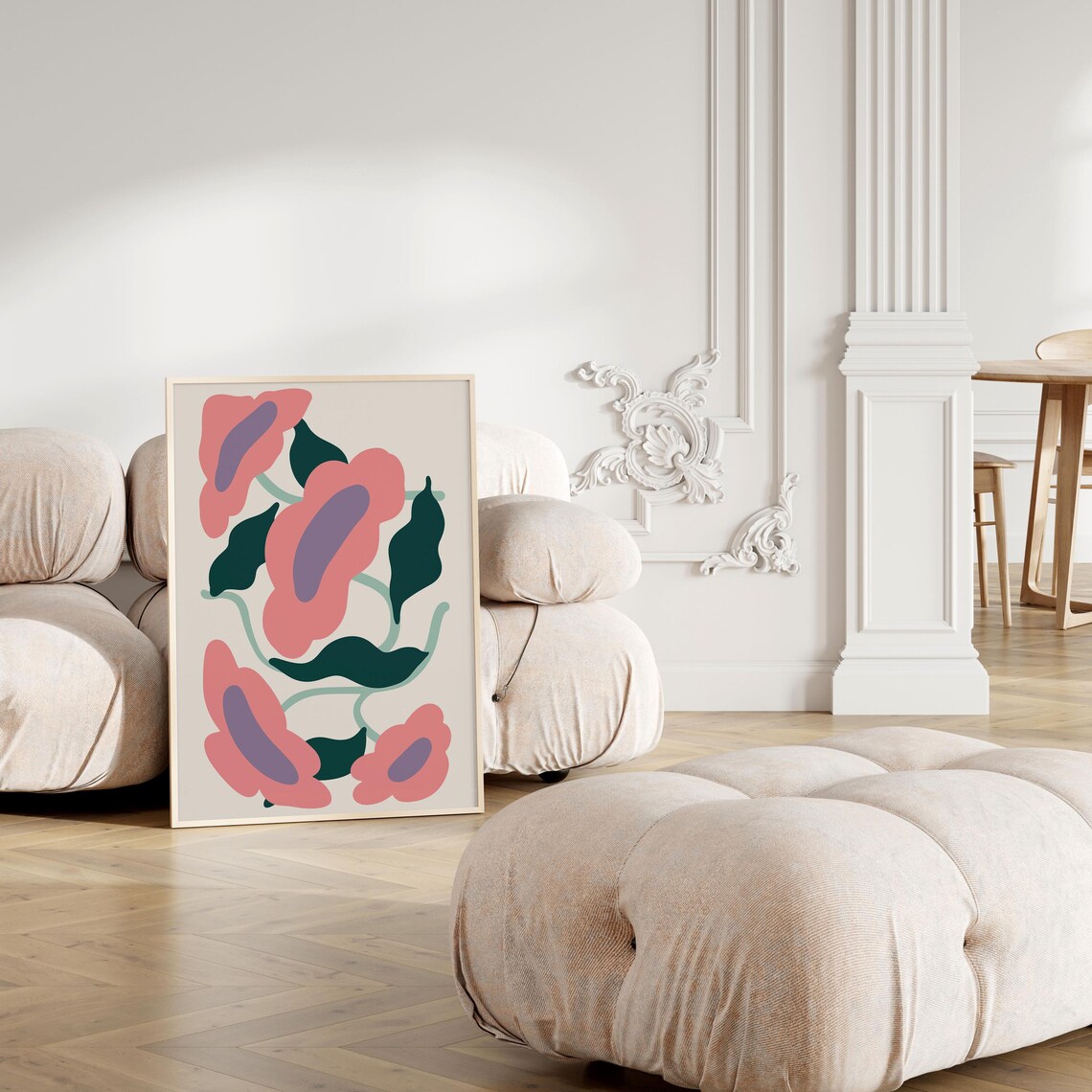 Matisse Style Pink Lilac Blooms Dark Green Leaves Floral Poster - Image 4