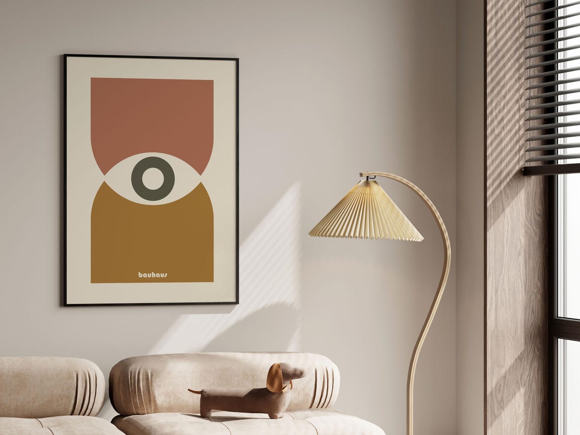 Bauhaus Single Eye Abstract Poster in Terracotta and Ochre Tones - Image 3