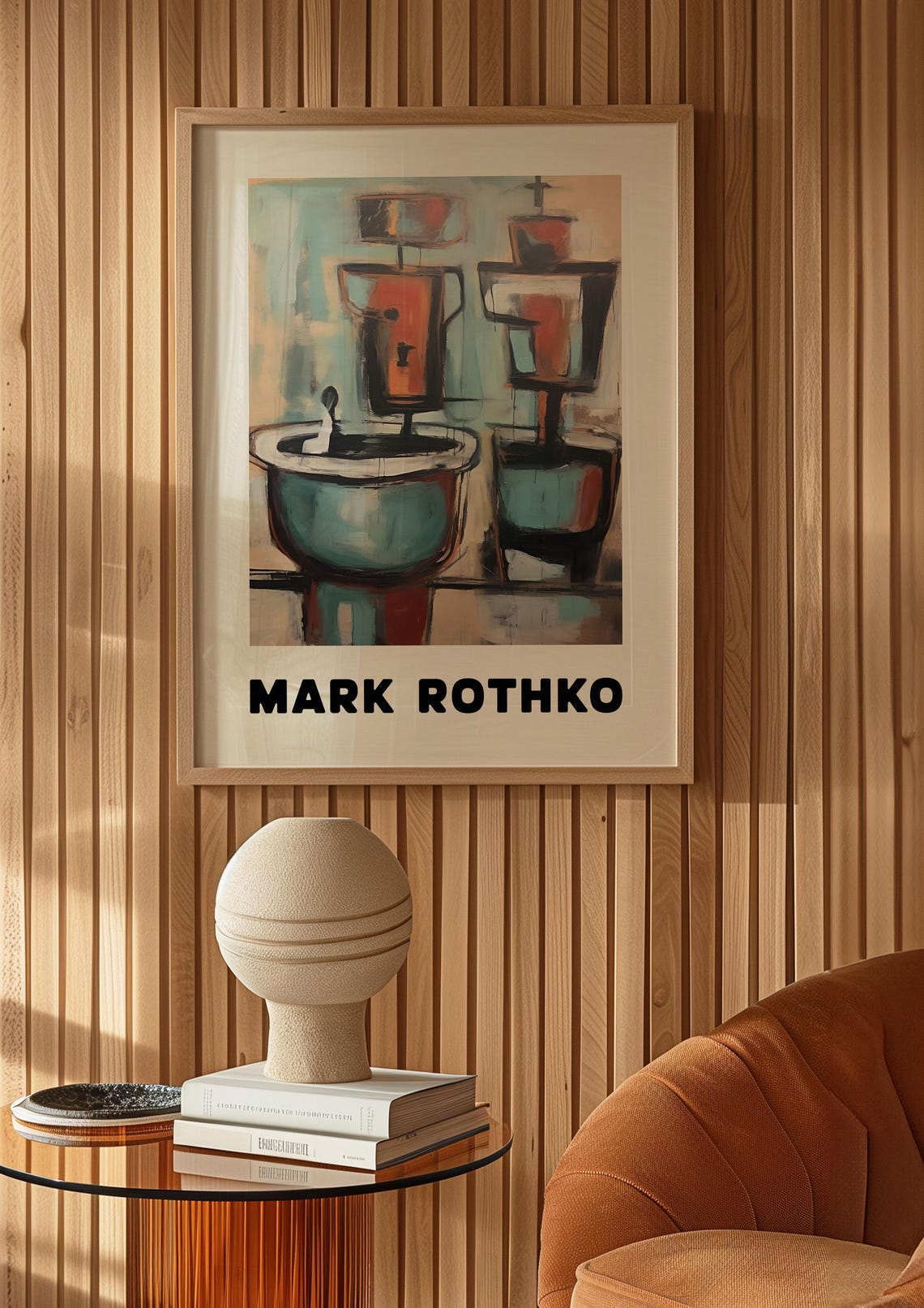 Mark Rothko Style Twin Vessel Abstract in Teal and Rust Poster - Image 5