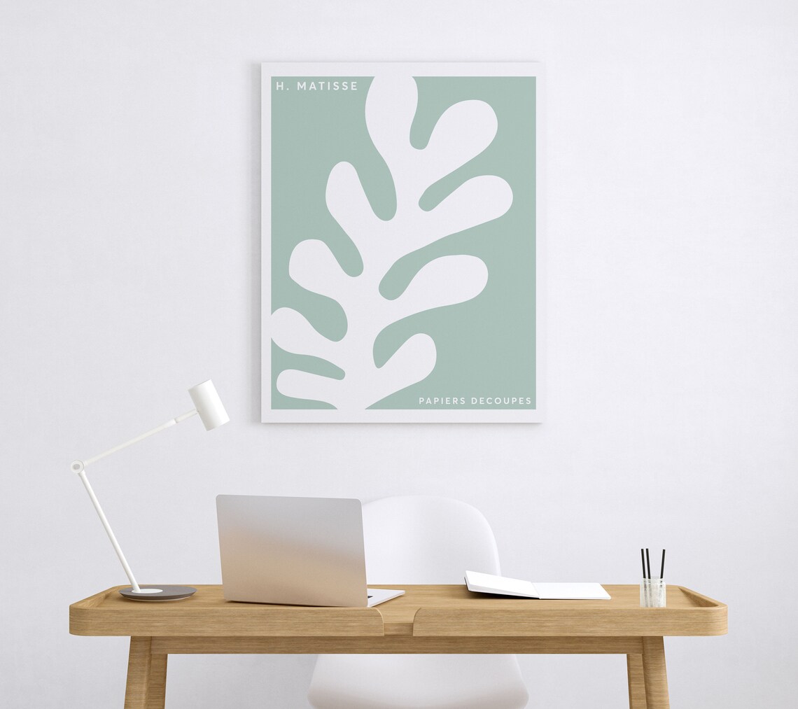 Henri Matisse Papiers Decoupes Poster Mint Green White Leaf Cutout - Image 2