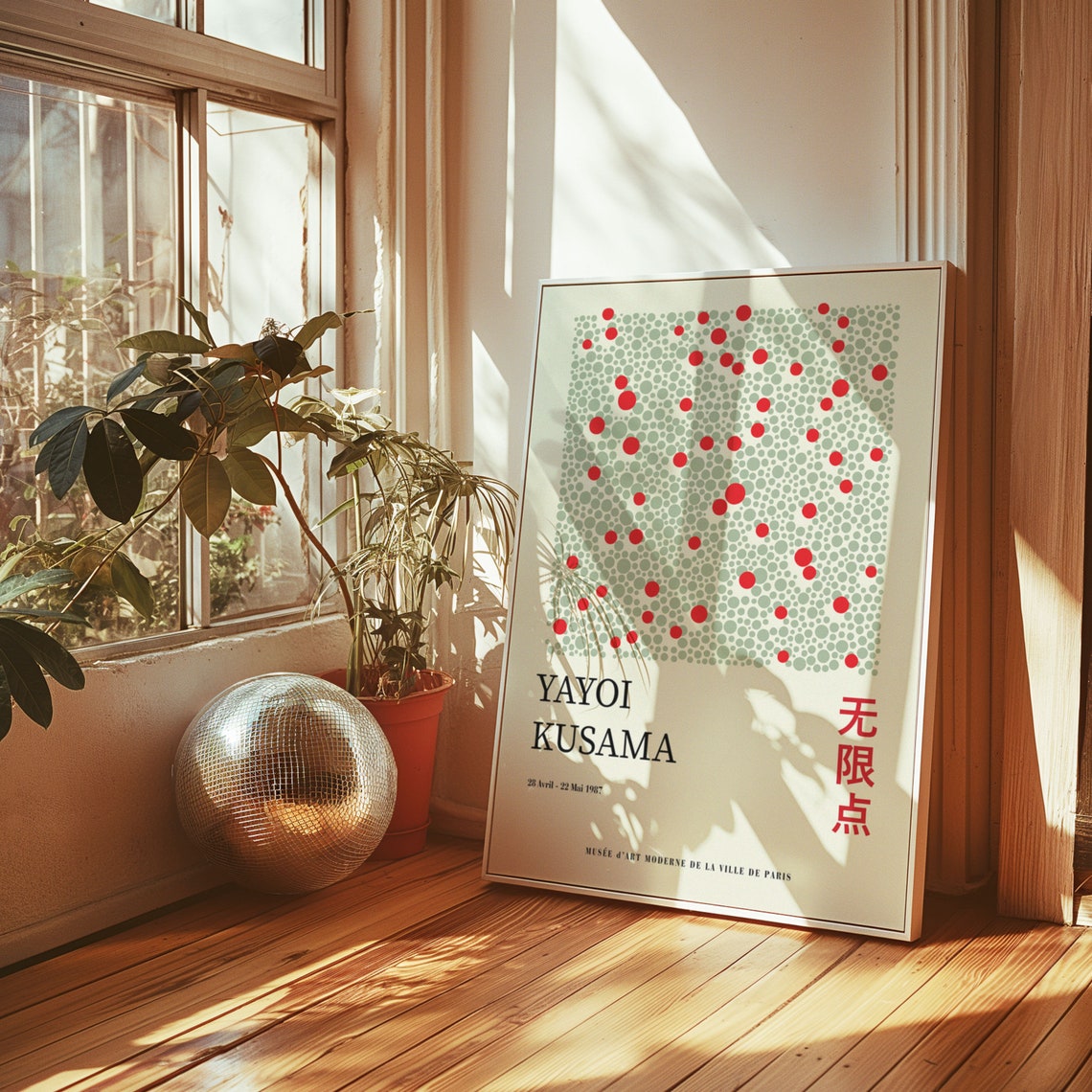 Yayoi Kusama Sage and Red Dot Pattern 1987 Exhibition Art Poster - Image 3