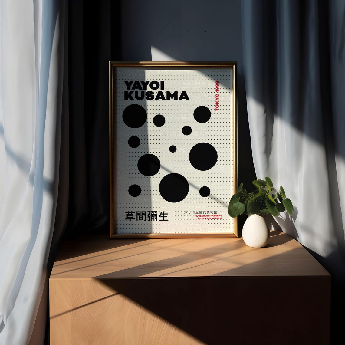 Yayoi Kusama Tokyo 1998 Black Dot Grid Exhibition Art Poster - Image 3