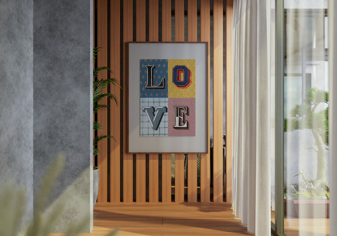 Colorful Retro Circus Letterpress LOVE Typography Home Poster - Image 5