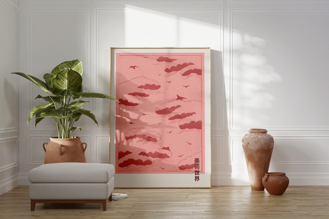 Pink Sky Cloud Japanese Poster Art Print